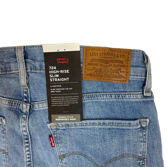 Levi's Premium 724 High Rise Straight Jeans Mind My Business Light Size 24x32 - Picture 6 of 6